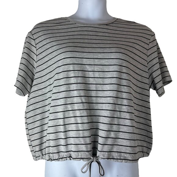 Nanette Lepore Heathered Gray Striped Tee - Picture 1 of 4